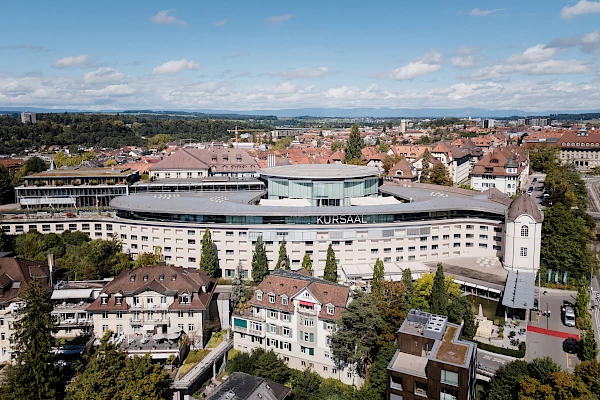 Aerial view of Kursaal Bern during the EL Congress 2025 – event photography and event video by Voll Toll GmbH, photographers in Bern.